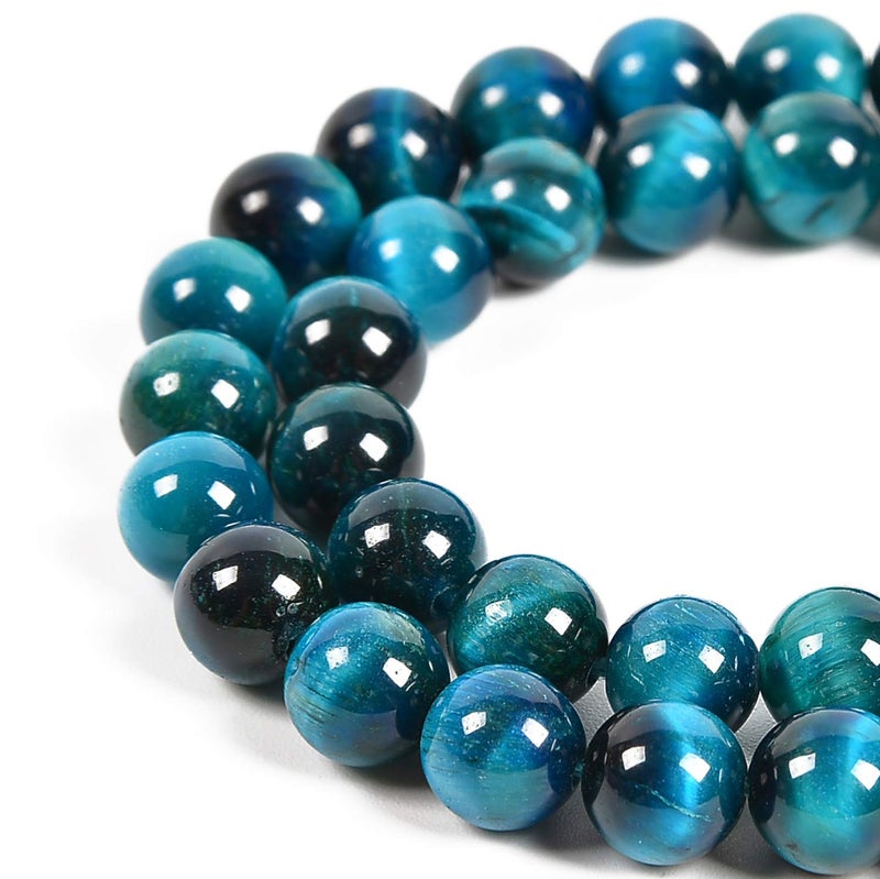 Nancybeads 45pcs 8mm Natural Aquamarine Tiger's Eye Gemstone Round Spacer Loose Stone Beads for Jewelry Making 15.5" 1 Strand (Aquamarine Tiger's Eye, 8mm 45Beads) - Image 1